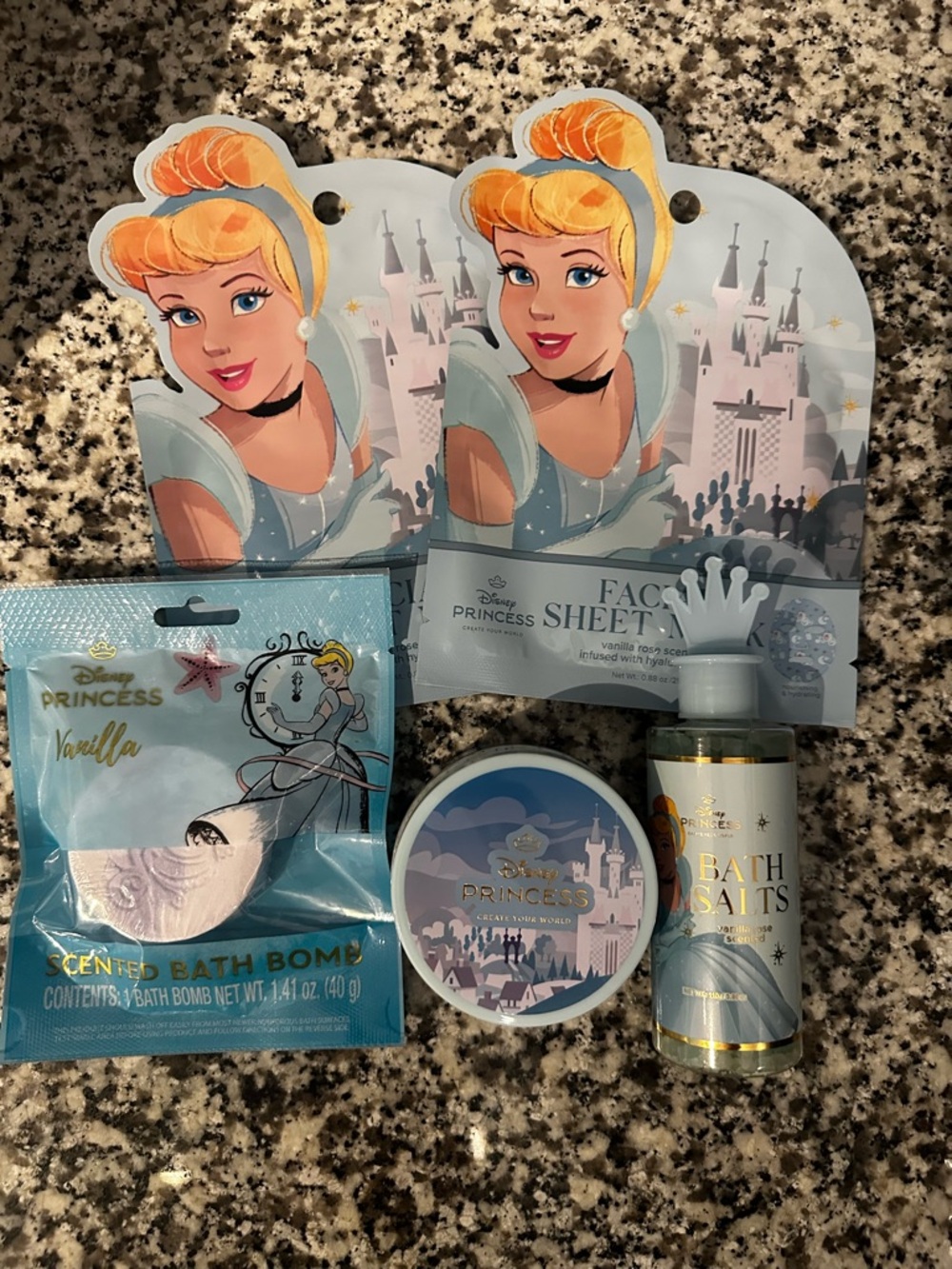 Disney Princess Blue, Gold & White Bath & Body Exfoliant and Scrub Set
